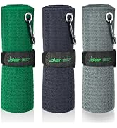Jiskan Pro Golf Towel Microfiber Golf Towel for Golf Bags (16" X 16") with Hook, Loop Fastener an...