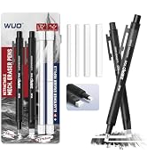 WUO Pen Style Eraser Set, 2 Pack with 4 Refills, Round & Square Tips | Black Retractable Precisio...