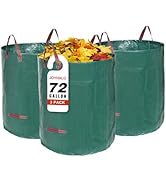 Joyhalo Reusable Yard Waste Bags, 72 Gallon Lawn And Leaf Bags 3 Pack, Heavy Duty Garden Bags Wit...