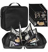 LingLingo Travel Jewelry Organizer Case,Jewelry Bags Jewelry Storage Book Binder with Clear Zippe...