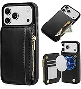 Delidigi for iPhone 17 Pro Max Wallet Case, Women PU Leather Flip Card Holder Zipper Pouch Wallet...