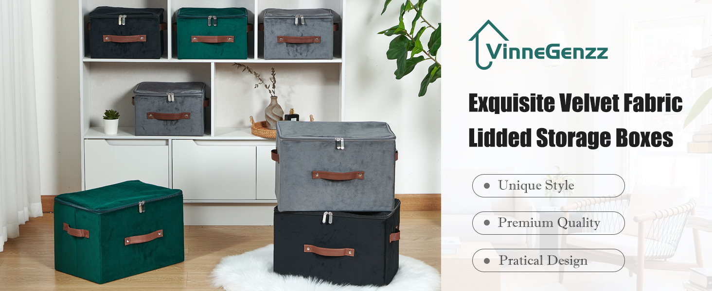 VinneGenzz Velvet Fabric Storage Boxes