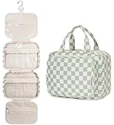 Narwey Hanging Toiletry Bag for Women Travel Checkered Makeup Bag Organizer Toiletries Bag for Tr...