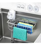3-In-1 Sponge Holder for Kitchen Sink with Suction Cups & Adhesive Hook , In-sink Sponge Holder, ...