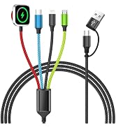 Firsting Travel Essentials 4 in 2 Multi Charging Cable for iWatch Charger, USB A/USB C Charging C...