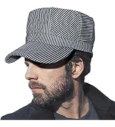 YukaBa Railroad Engineer Train Conductor Adult Hat Blue and White
