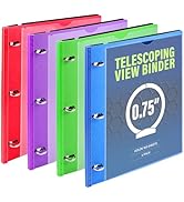 WOT I 4PCS Telescoping 3 Ring Binder(0.75"), Expandable Flexible Binder - Patented Design for Eas...