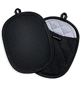 Rorecay Silicone Pot Holders Sets: Heat Resistant Oven Hot Pads with Pockets Non Slip Grip Large ...