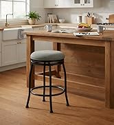 HomePop Round Swivel Counter Stool with Metal Base, 24-Inch, Charcoal