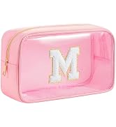 WHHJM Personalized Initial Clear Makeup Bag Cosmetic Bags Travel Toiletry Bag Essentials Emergenc...