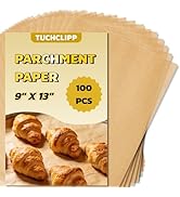 Tuchclipp 100 Pcs Unbleached Parchment Paper Sheets, Precut 9x13 Inch Non-Stick Baking Paper for ...