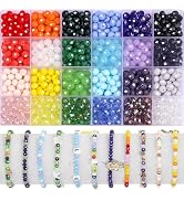 Xilitata 800Pcs 8mm Faceted Bead for Jewelry Making Crystal Faceted Jewelry Beads for Friendship ...