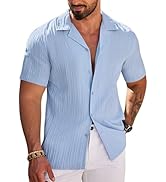 COOFANDY Men's Casual Shirts Short Sleeve Button Down Shirts Fashion Textured Summer Beach Shirt