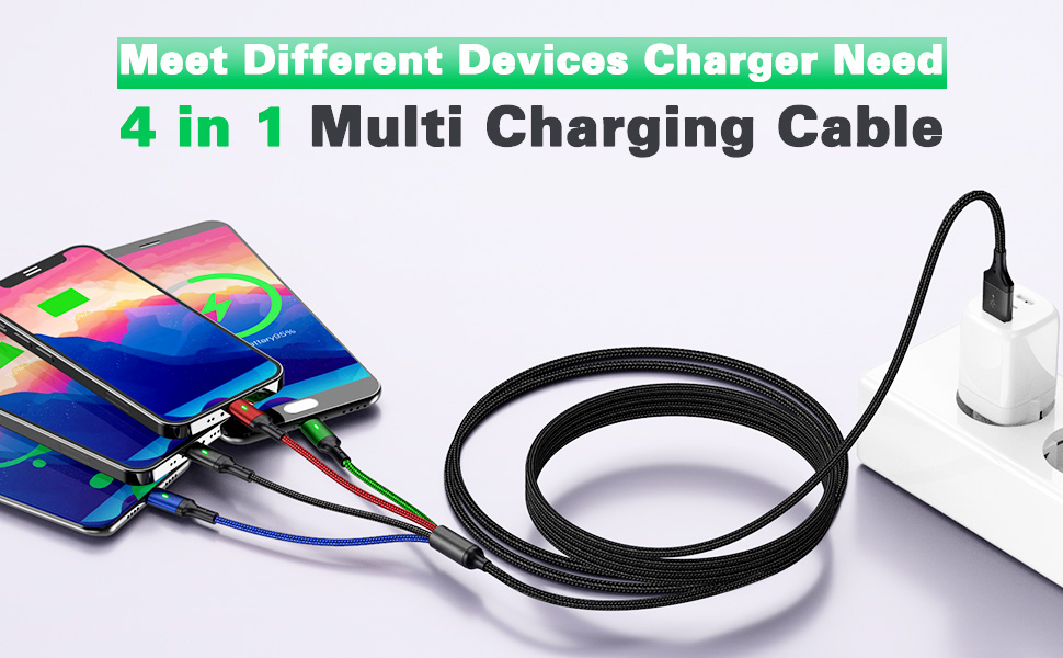 Nylon Braided Multi Charging Cable fast charging cable multi charger cord usb c charging cable