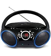 SINGING WOOD 030C Portable CD Player Boombox with AM FM Stereo Radio, Aux Line in, Headphone Jack...