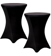 Fixwal Cocktail Table Covers, 2 Pack 32x43 Black Round Table Cover, Spandex Stretch Table Cloth f...