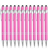 PASISIBICK 12 Pieces Pink Ballpoint Pen with Stylus Tip, 2 in 1 Stylus Stylish Pen, Premium Metal...