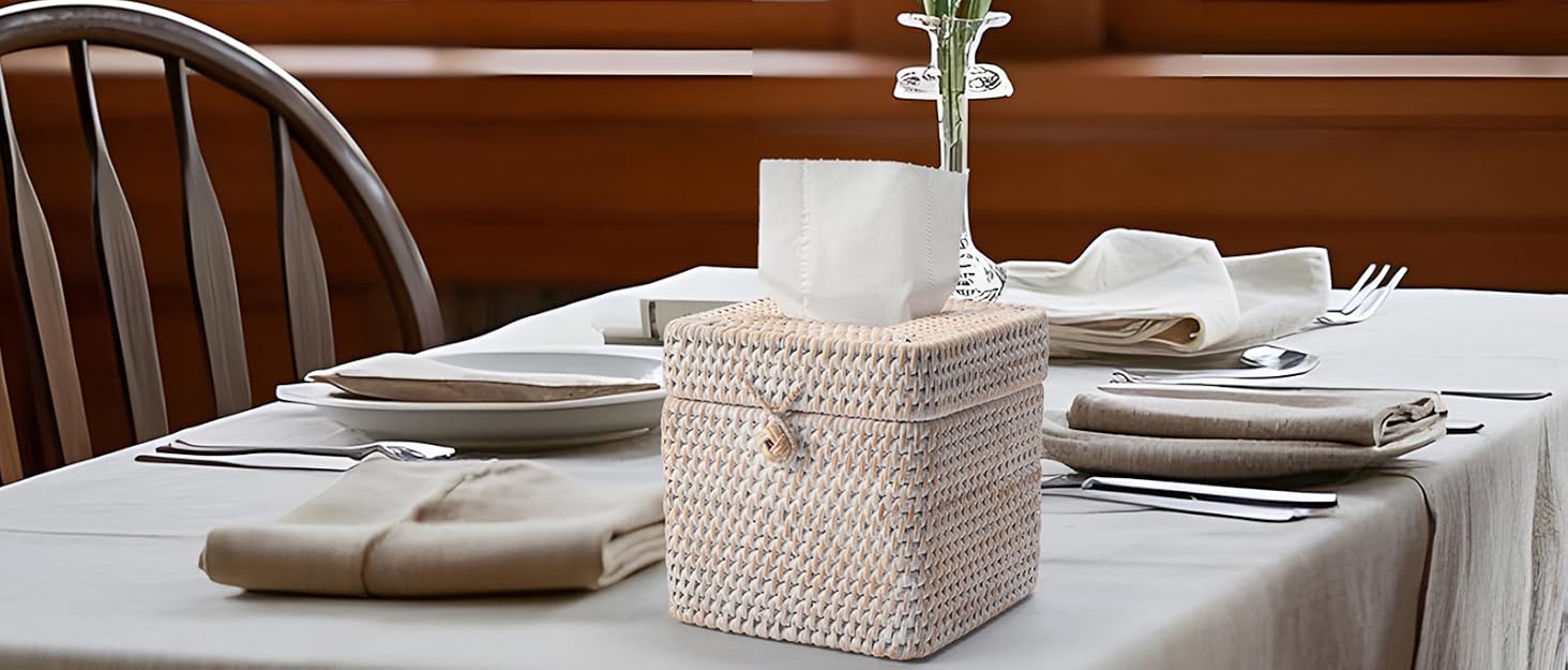 rattan tissue box cover