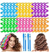 YEVYO 30 Pcs Heatless Hair Curlers Wave Curls Styling Kit with 2 Pcs Styling Hooks, No Heat Hair ...