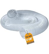POWERTEC 4" x 10' Dust Collection Hose, 4 Inch Flexible PVC Dust Collector Hose for Table Saw, Ba...