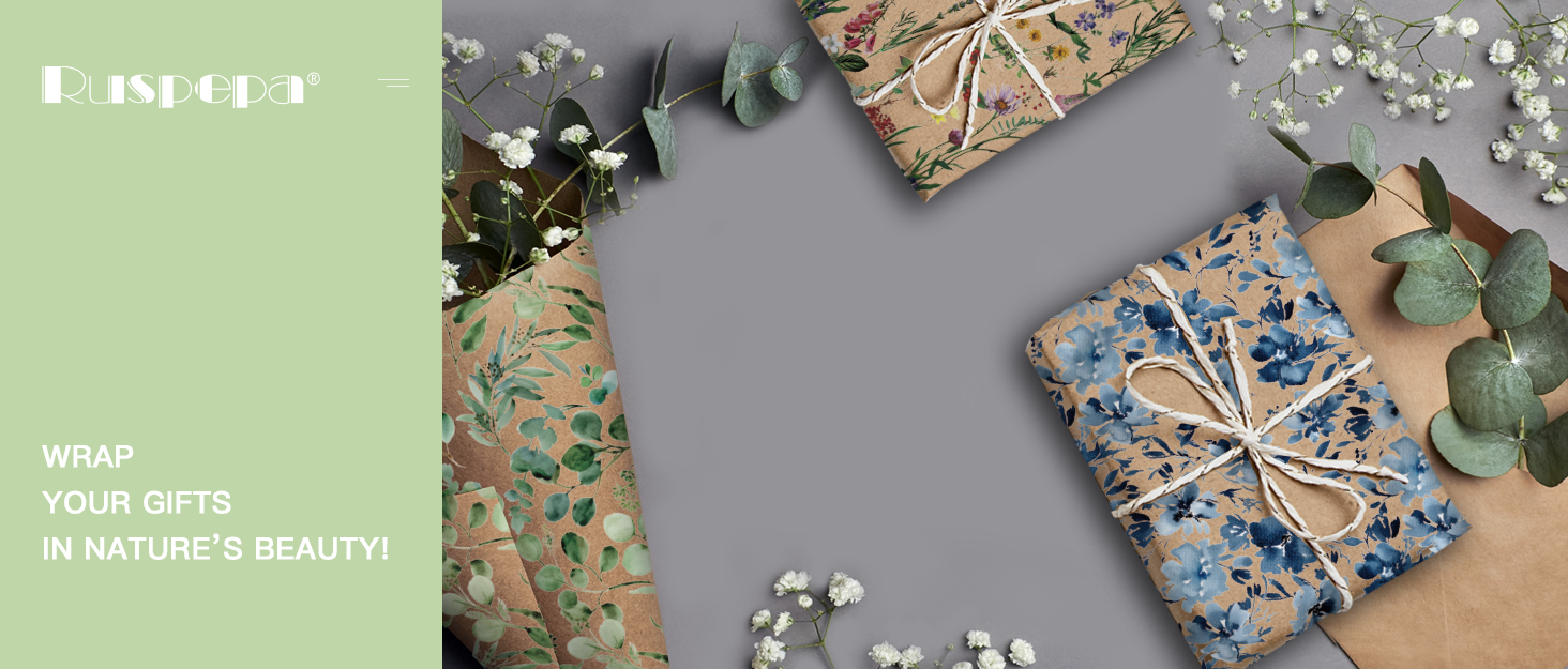 floral kraft wrappimg paper