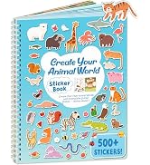 Animals Kids Sticker Book, Toddler Airplane Travel Activity Coloring Sticker Book, Road Trip Esse...