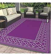 GENIMO Outdoor Rug Waterproof 6' x 9' for Patio, Foldable Reversible Plastic Straw Carpet for Tra...