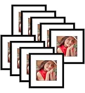 Vittanly 12x12 Picture Frames for Wall Set of 9, Display 8x8 Pictures with Mat or 12x12 without M...