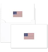 Whaline 24 Pack Patriotic Greeting Card American Flag Stationery Card with Envelope Sticker Blank...