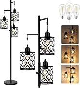 ROTTOGOON Dimmable Farmhouse Floor Lamp, Industrial Floor Lamp for Living Room with 3 X 6W LED Bu...