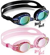 Aegend 2 Pack Kids Goggles, Swimming Goggles for Kids Age 4-16 Boys and Girls Youth, Anti-Fog Wat...