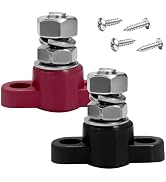 YSFER 2 PCS 3/8" 12V Car Single Stud Battery Junction Post Block, Heavy Duty Auto Insulated Batte...