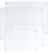 Hacaroa 4 Pack Tempered Glass Cutting Board with Rubber Feet, Rectangle Non-slip Chopping Board, ...