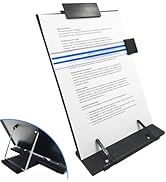 Document Holder Paper Stand for Desk When Typing, Black Metal Panel with 7 Speed Adjustable Angle...