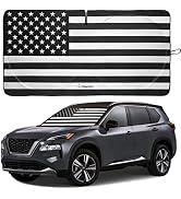American Flag Windshield Sun Shade, High-Resolution Car Sun Shield with Mirror Cut-Out for Automo...