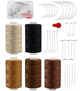 FIVEIZERO 5 Rolls Hair Extension Thread Sewing Threads Hair Weave Threads with 30 Pieces T/C/J/I ...