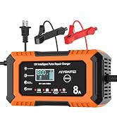 AIYONFEI 12V 8A Battery Charger, Smart Trickle Charger & Battery Maintainer, Desulfator, Temperat...