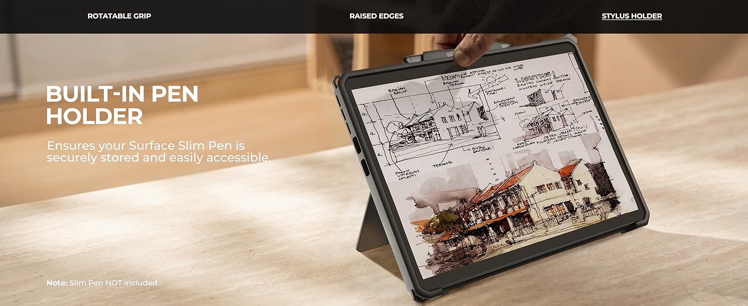 Dexnor for Microsoft Surface Pro 11/10/9 Case built in Pen Holder