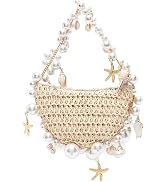 Aiermo Women Pearl Handbag Straw Purse: Woven Summer Beach Bag Vacation Clutch Purse for Wedding ...