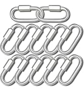 2.3" Chain Quick Links, 12Pcs 1/4" Heavy Duty Carabiner, 900 LBS Capacity, High Strength Anti-Rus...