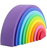 BLUE GINKGO Silicone Rainbow Stacker - Montessori Rainbow Nesting Puzzle | Kids and Toddler Stack...