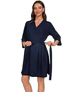 iniber Robes for Women Waffle Knit Bathrobe Soft Lightweight Knee Length Loungewear S-XXL