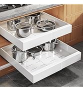 Seinloes 2Pack Expandable Pull Out Cabinet Organizer 21"Deep With Raising Pad for Framed Cabinets...
