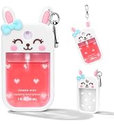 Kivzex Bunny Silicone Case for Touchland Hand Sanitizer Spray with Keychain Holder, Compatible wi...