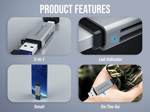 Demonstration panels showing USB device features: 'Smart' and 'On-The-Go' functionality displayed with device insertion and usage examples.