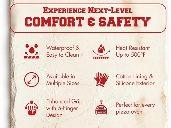 KITCHEN PERFECTION Silicone Pizza Oven Gloves -Extreme Heat Resistant Gloves