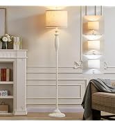 63.8" Vintage Floor Lamp with Rotary Switch, Dimmable Color Temperature Standing Lamp, Retro Farm...