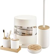 Bathroom Accessories Set Luxury Bath Decor with Trash Can 6PCS,Matte White | Soft-touch Complete ...
