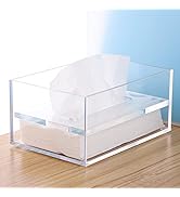 SANRUI Clear Acrylic Facial Tissue Box Cover Holder with 8mm Top Lid Rectangle Napkin Dispenser O...