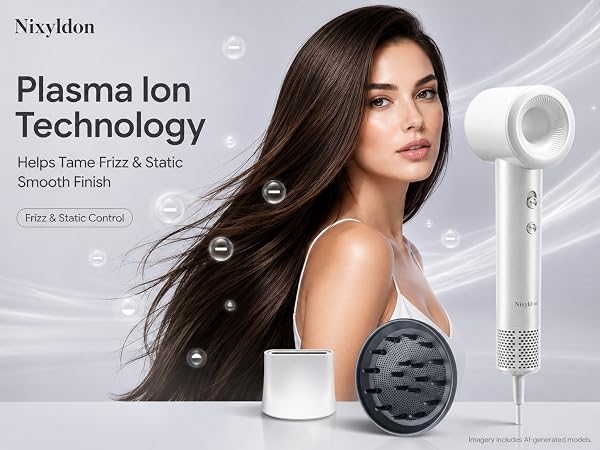 Nixyldon ionic hair dryer with plasma ion technology for smooth finish